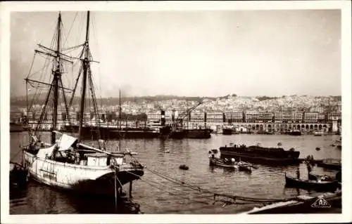 Ak Algier Alger Algerien, Segelschiff im Hafen von Algier