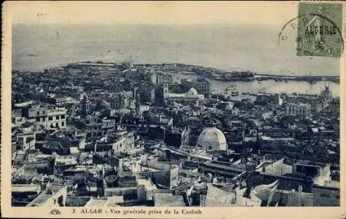 Ak Algier Algier Algerien, Gesamtansicht mit Kasbah