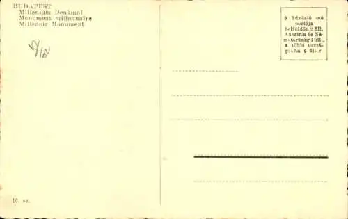 Ak Budapest Ungarn, Millenium Denkmal