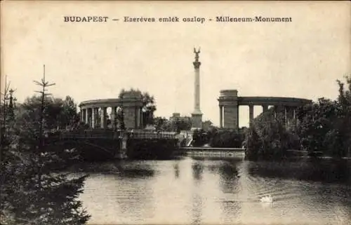 Ak Budapest Ungarn, Millenium Denkmal