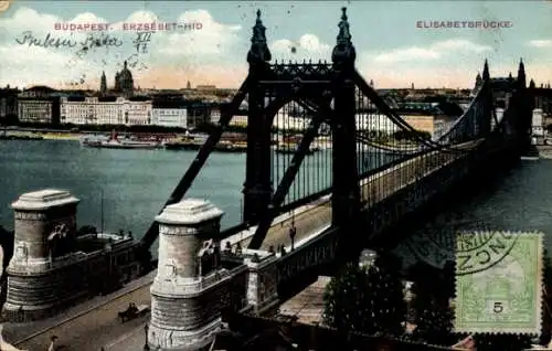 Ak Budapest Ungarn, Elisabethbrücke