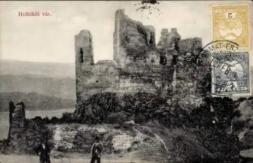 Ak Hollókő Ungarn, Schloss, Ruine