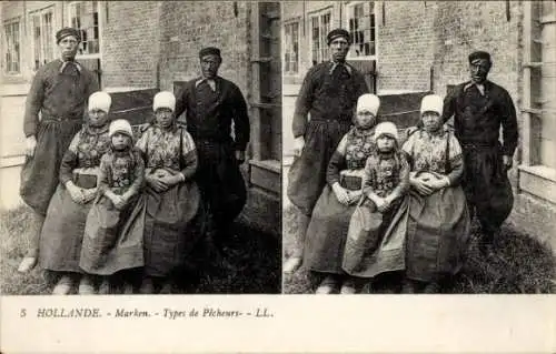 Stereo Ak Marken Nordholland Niederlande, Volkstrachten, Types de pecheurs