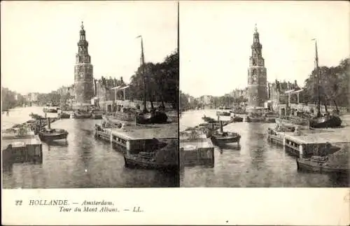 Stereo Ak Amsterdam Nordholland Niederlande, Mont Albans Turm