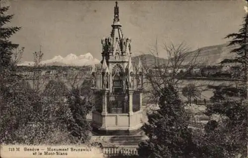 Ak Genf Genf Schweiz, Brunswick Monument, Mont Blanc