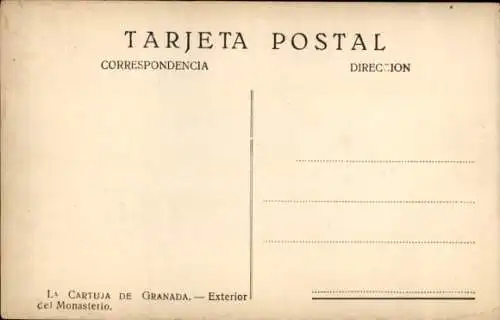 Ak Granada Andalusien Spanien, Kartause von Granada, Kloster