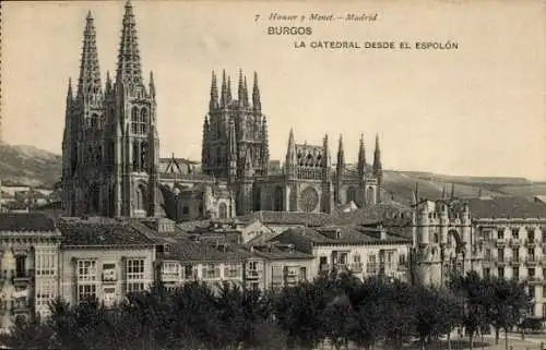 Ak Burgos Castilla y León, Kathedrale vom Espolon