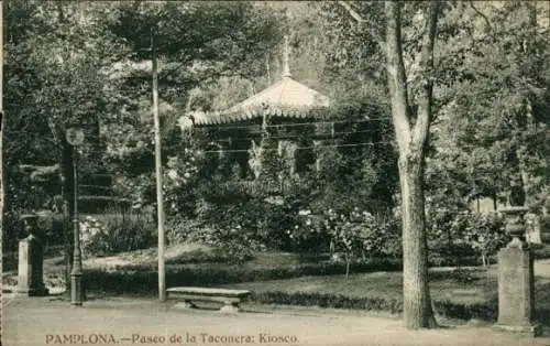 Ak Pamplona Navarra, Paseo de la Taconera, Kiosk