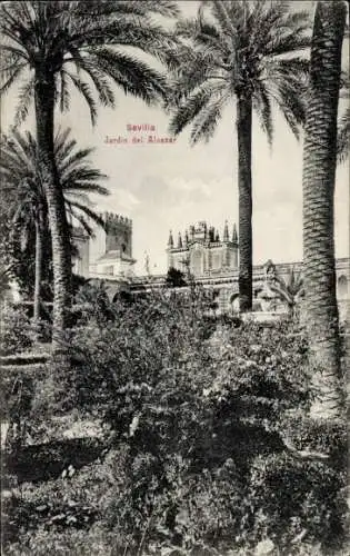 AK Sevilla Andalusien, Alcazar, Garten