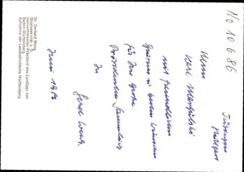 Ak Politiker Gerhard Weng, Portrait, Autogramm