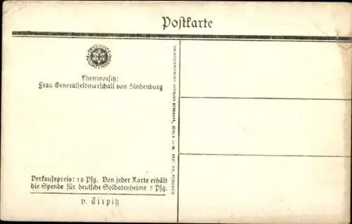 Ak Großadmiral Alfred von Tirpitz, Nachfolger Hollmanns, Portrait