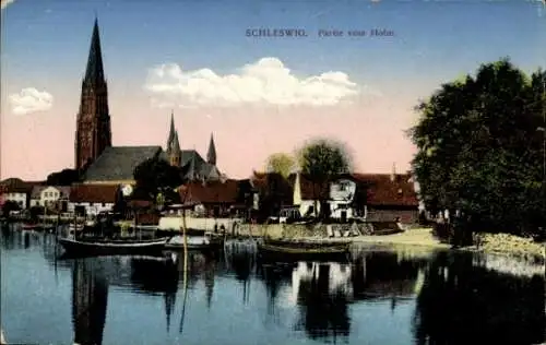 Ak Schleswig an der Schlei, Blick vom Holm, Teilansicht, Kirche