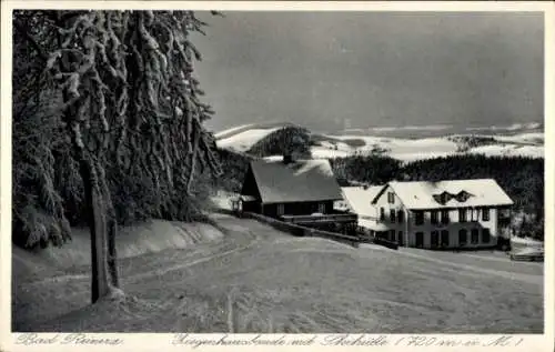 Ak Duszniki Zdrój Bad Reinerz Schlesien, Ziegenhausbaude, Skihütte