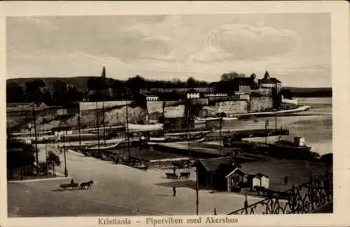 Ak Kristiania Christiania Oslo Norwegen, Piperviken med Akershus