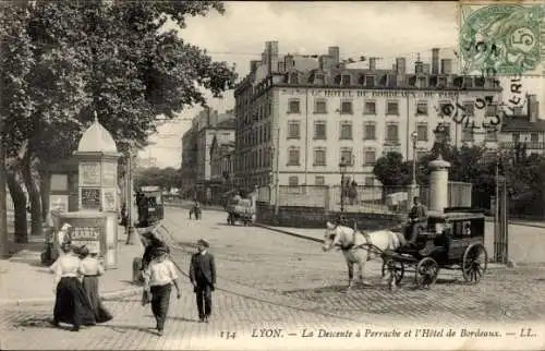 Ak Lyon Rhône, Abstieg nach Perrache, Hotel de Bordeaux