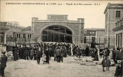 Ak Lyon Rhône, Internationale Ausstellung 1914, Überdachte Straße