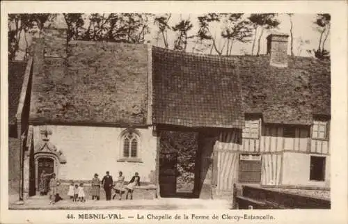 Ak Mesnil Val Seine Maritime, Chapelle de la Ferme de Clercy Estancelin, Fachwerk