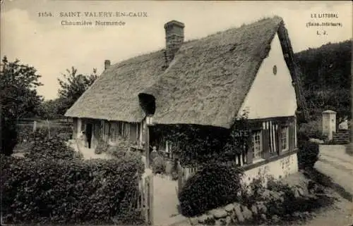 Ak Saint Valéry en Caux Seine Maritime, Chaumiere Normande