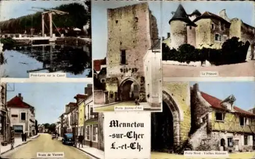 Ak Mennetou sur Cher Loir et Cher, Prieure, Porte Jeanne d'Arc, Porte Nord, Vieilles Maisons