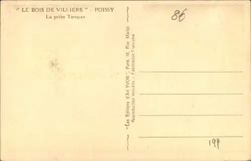 Ak Poissy Yvelines, le Bois de Villiers, la petite Terrasse