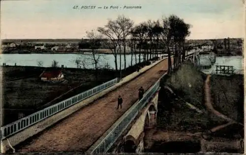 Ak Poissy Yvelines, Brücke, Panorama