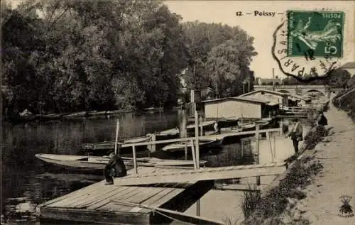 Ak Poissy Yvelines, Anlegestelle, Brücke