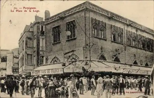 Ak Perpignan Pyrénées Orientales, Place de la Loge