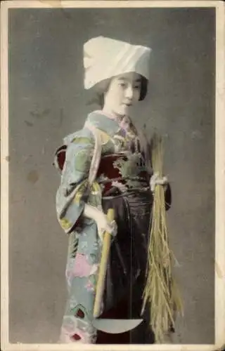 Ak Mädchen in japanischer Volkstracht, Porträt