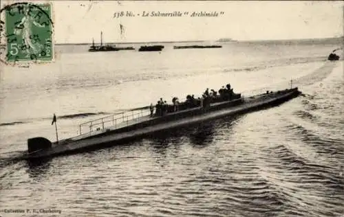 Ak Französisches Kriegsschiff, U-Boot Archimede