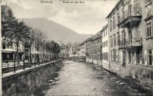 Ak Bad Wildbad im Schwarzwald, An der Enz