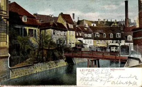 Ak Leipzig in Sachsen, Naundörfchen, Restaurants, Fußgängerbrücke