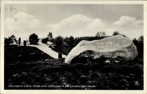 Ak Tietlingen Walsrode Lüneburger Heide, Hermann Löns Gedenkstein