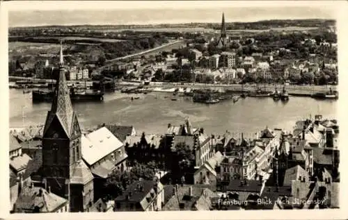 Ak Flensburg in Schleswig Holstein, Panorama, Jürgensby, Kirche