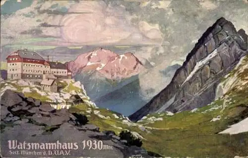 Ak Ramsau im Berchtesgadener Land Oberbayern, Watzmannhaus, Münchnerhaus am Watzmann