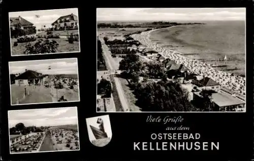 Ak Ostseebad Kellenhusen in Holstein, Strand, Promenade, Denkmal, Teilansicht, Luftbild