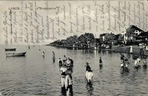 Ak Ostseebad Laboe, Strand, Teilansicht, Badegäste