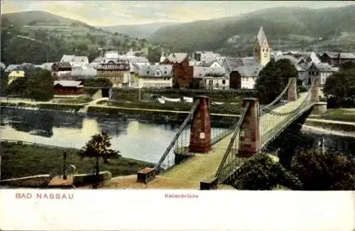 Ak Bad Nassau an der Lahn, Kettenbrücke
