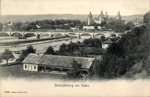Ak Aschaffenburg in Unterfranken, von Süden