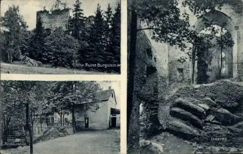 Ak Burgstein Weischlitz im Vogtland, Ruine Burgstein, Restauration