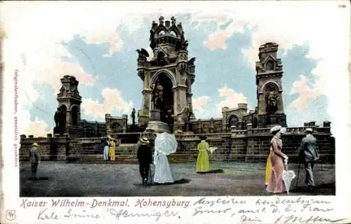 Ak Syburg Dortmund, Hohensyburg, Kaiser Wilhelm Denkmal, Damen in Ausgehkleidung