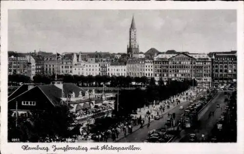 Ak Hamburg Mitte Neustadt, Jungfernstieg mit Alsterpavillon