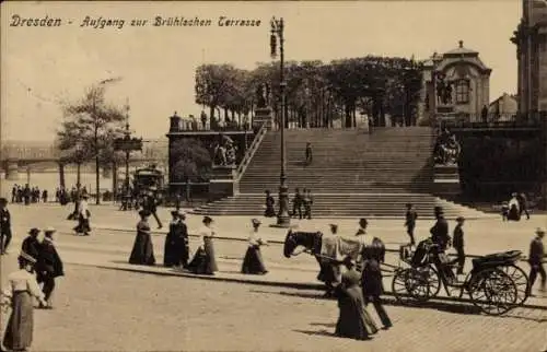 Ak Dresden Altstadt, Aufgang zur Brühlschen Terrasse