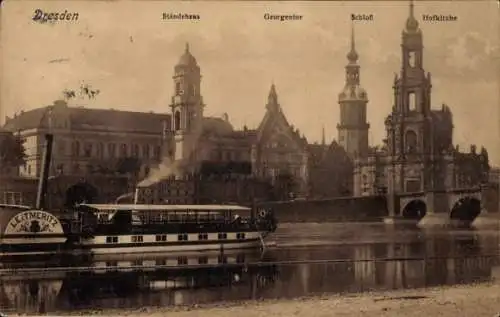 Ak Dresden Altstadt, Ständehaus, Georgentor, Schloss, Hofkirche