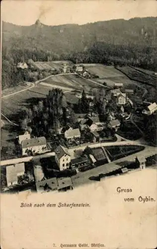 Ak Oybin in der Oberlausitz, Blick nach dem Scharfenstein