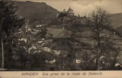 Ak Vianden Luxembourg, Blick von der Straße nach Diekirch