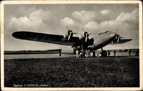 Ak Niederländisches Passagierflugzeug, Fokker F XXXVI de Arend