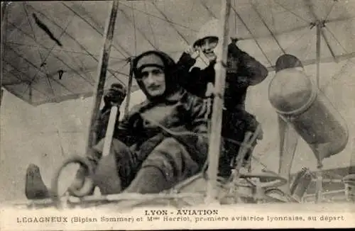 Ak Lyon-Aviation, Legagneux, Sommer-Doppeldecker