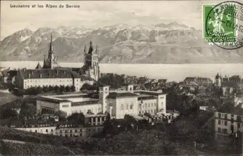 Ak Lausanne Kanton Waadt, Schlossblick, Alpen