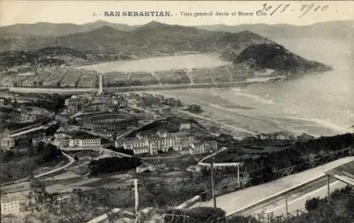 Ak Donostia San Sebastián Baskenland, Gesamtansicht vom Berg Ulia