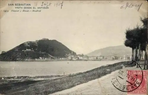 Ak Donostia San Sebastián Baskenland, Blick von der Altstadt